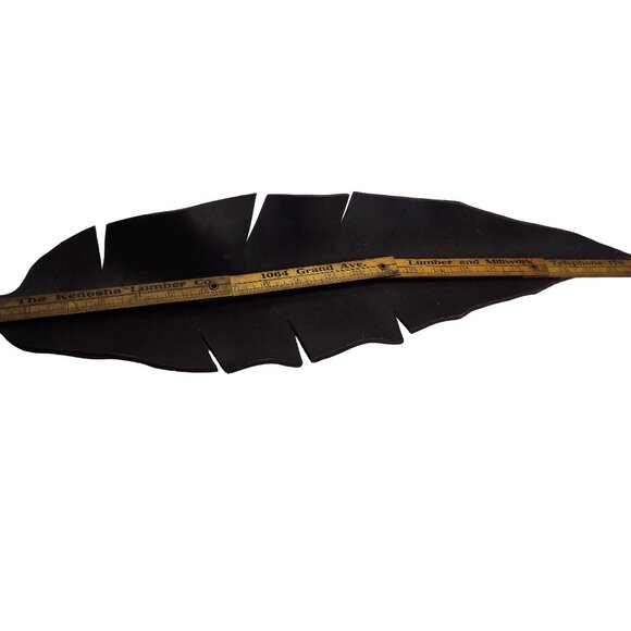 Leather Leaf Shaped Tray Brown Centerpiece Artisan Autumn Fall Thanksgiving - Picture 4 of 7